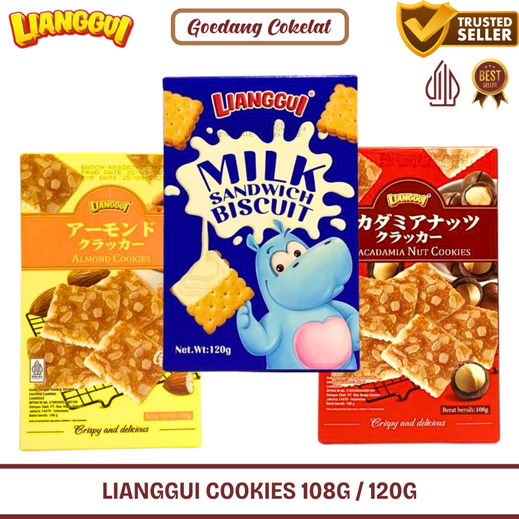 

Lianggui Cookies Milk Sandwich Biscuit Macadamia Almond Nut Cookies Lasana Butterfly Pastry 120g /