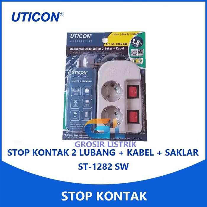 JT READY UTICON STOP KONTAK ARDE 2 LUBANG + KABEL + SAKLAR ST-1282 SW ST 1282