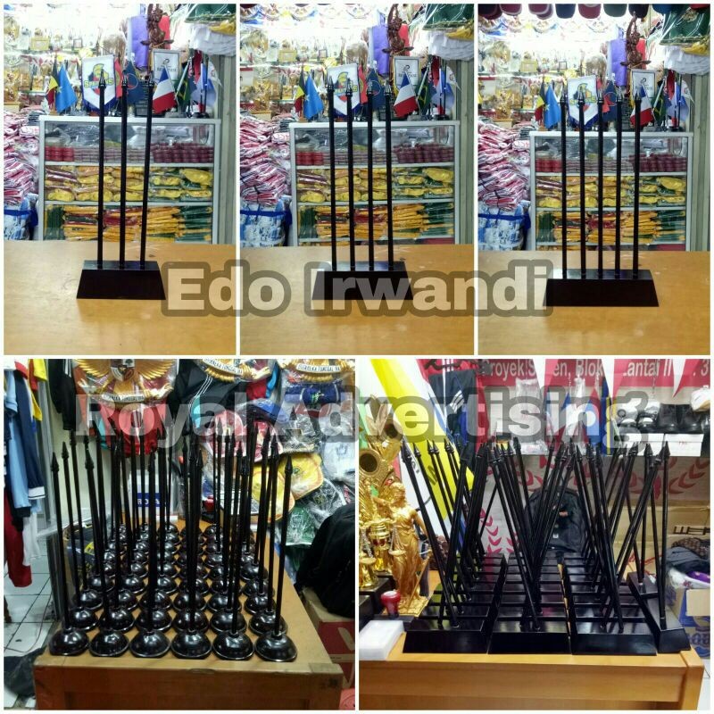 

Tiang Bendera Meja Kayu 4 Tiang dan 4 pcs Bendera Negara Meja Ready Stock Berkualitas