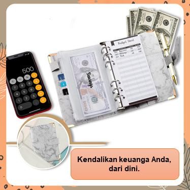

BUDGETING BINDER A6 ORGANIZER UANG CASH BUDGET ENVELOPE ZIPPER BAHAN PU LEATHER HITAM NOTEBOOK PAPER