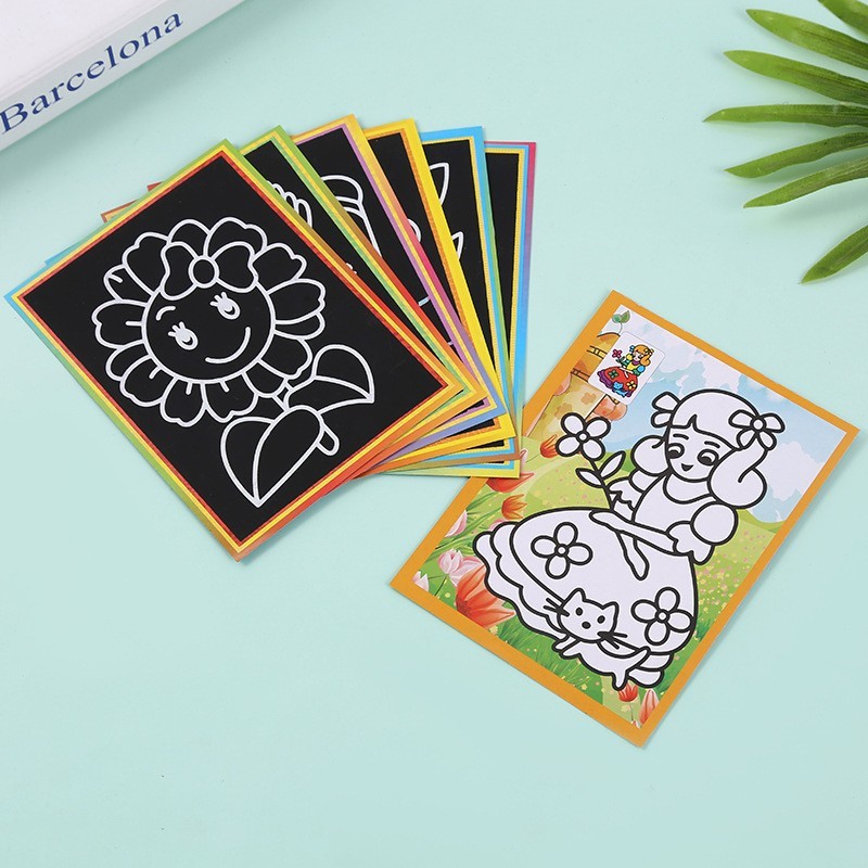 

10Pcs Children Scratch Montessori Painting Drawing Toys Diy Paper Cartoon Art Education Montessori
