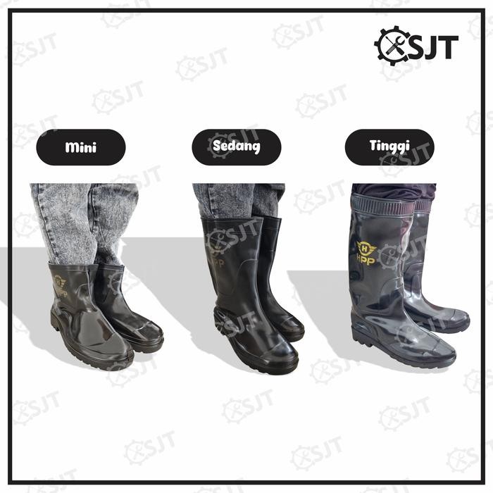 JTTOP" SJT - SEPATU PRIA HITAM KARET ELASTIS HPP KERJA BOOTS RINGAN S