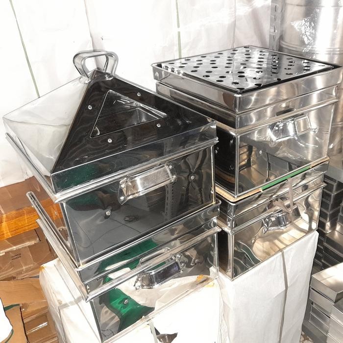 ready stok dandang kukusan klakat stainless 40 cm - panci kukus segi empat untuk cake, bolu, dan