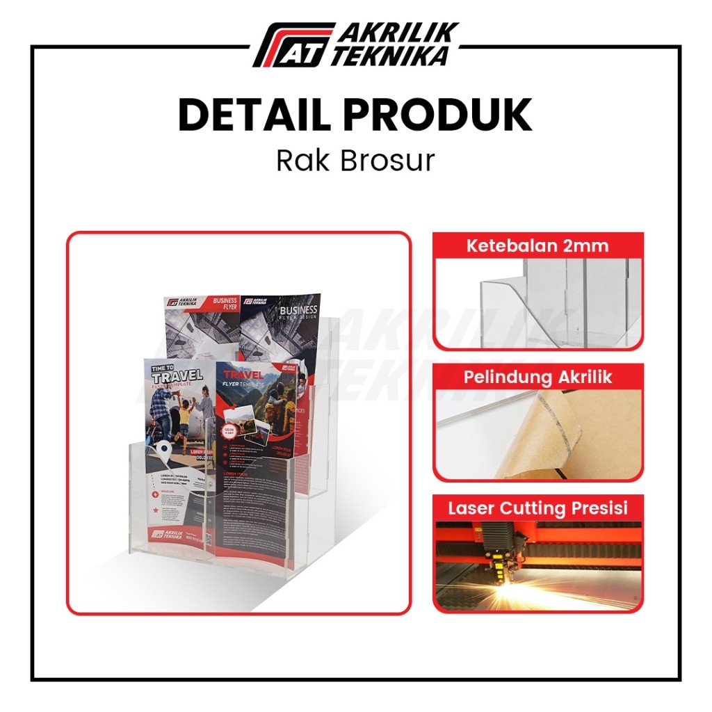 

Rak Brosur 1/3 A4 2 Susun 2 Baris Akrilik / Display Menu Meja / Acrylic Flyer Holder