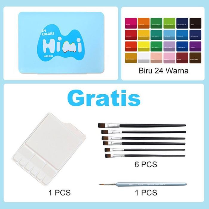 

ready stok watercolor himi gouache paint set 18/24 warna 30ml cat untuk air seni miya himi gouache