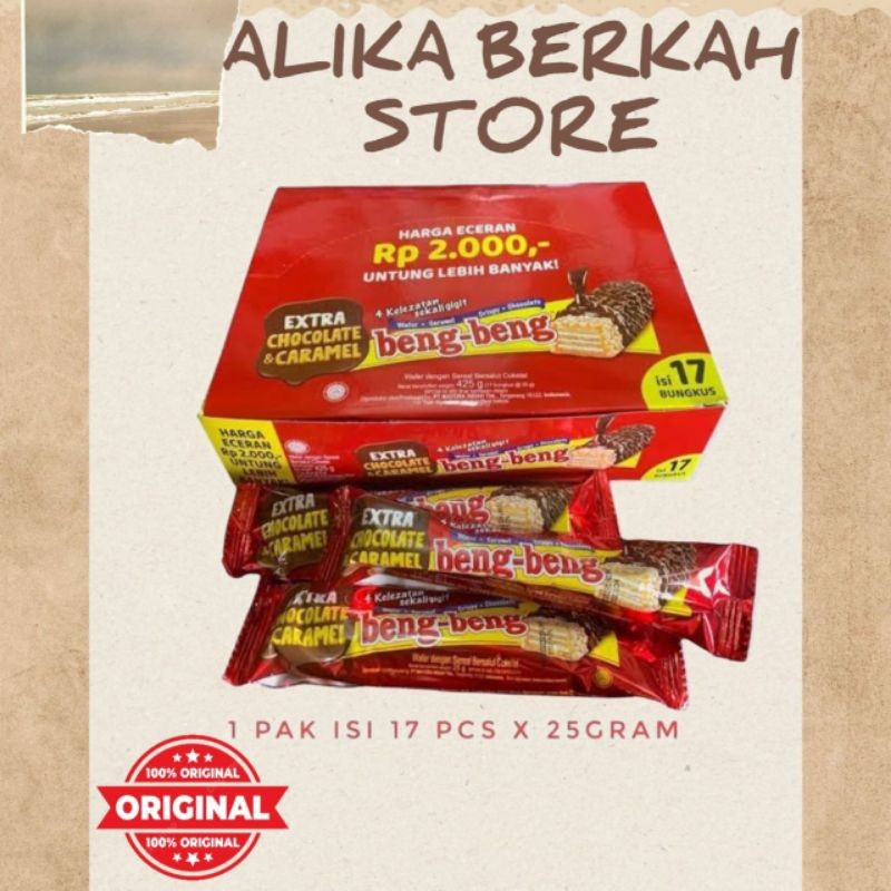 

Beng Beng wafer coklat caramel 1 Box 425g isi 17pcs