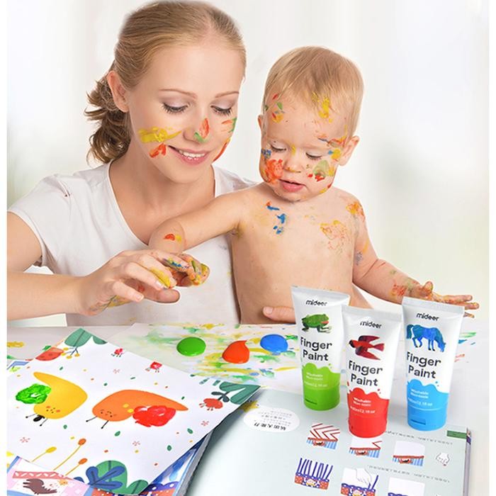 

ready stok mideer washable finger paint non toxic hand painting cat tangan original