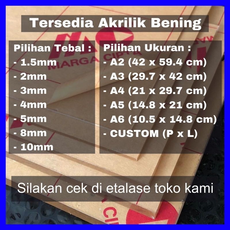 

AKRILIK lembaran 10mm uk. A3 / Akrilik bening / Marga cipta / Acrylic