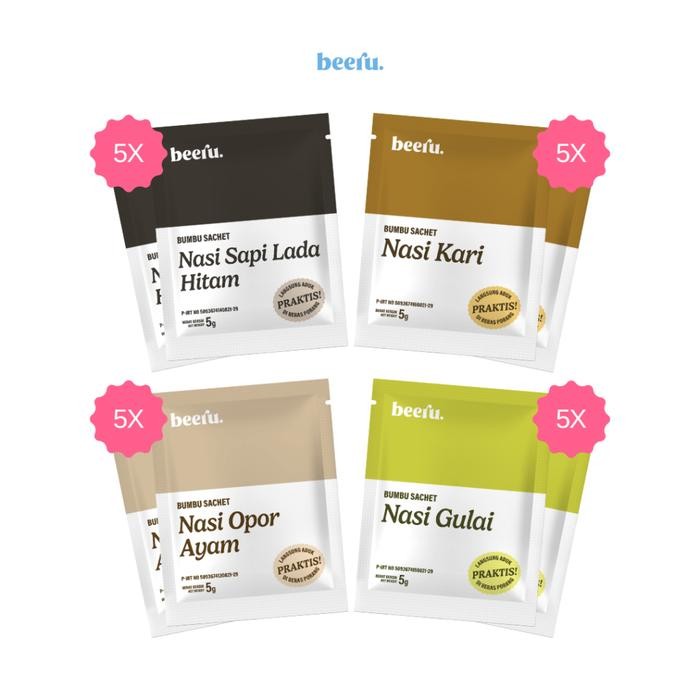 

Beeru Bumbu Sachet Nasi Sapi Lada Hitam, Opor Ayam, Gulai, Kari isi 20pcs