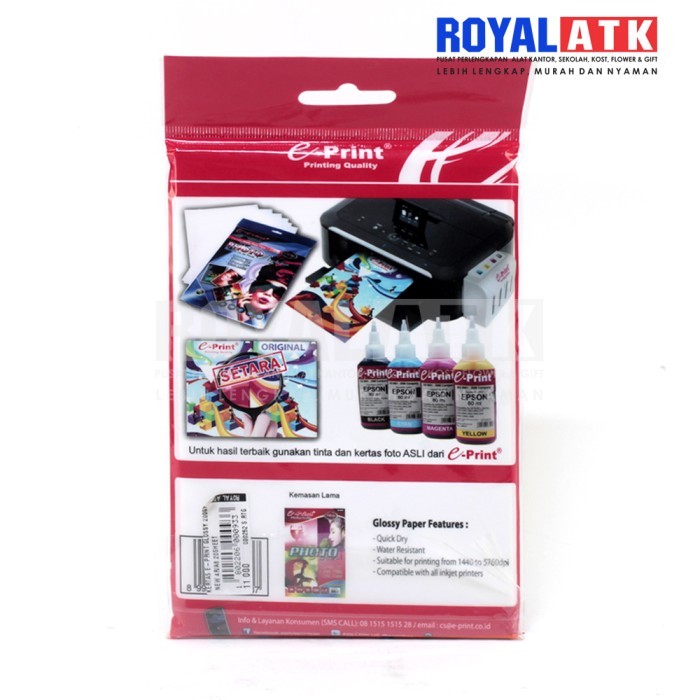 

KERTAS FOTO E-PRINT GLOSSY PHOTO PAPER 4R 200GSM 20 LEMBAR