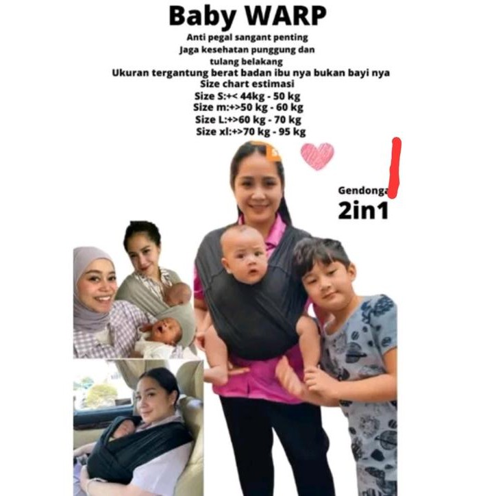Auraby- Termurah Gendongan 2 In 1 Kaos Premium S, M, L, Xl Bayi Gendongan Monyetan Bayi