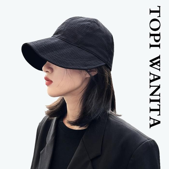 Topi Pantai Wanita Berhijab Impor Bucket Hat Korea Topi Wanita Korean Style Hijab Fashion Topi