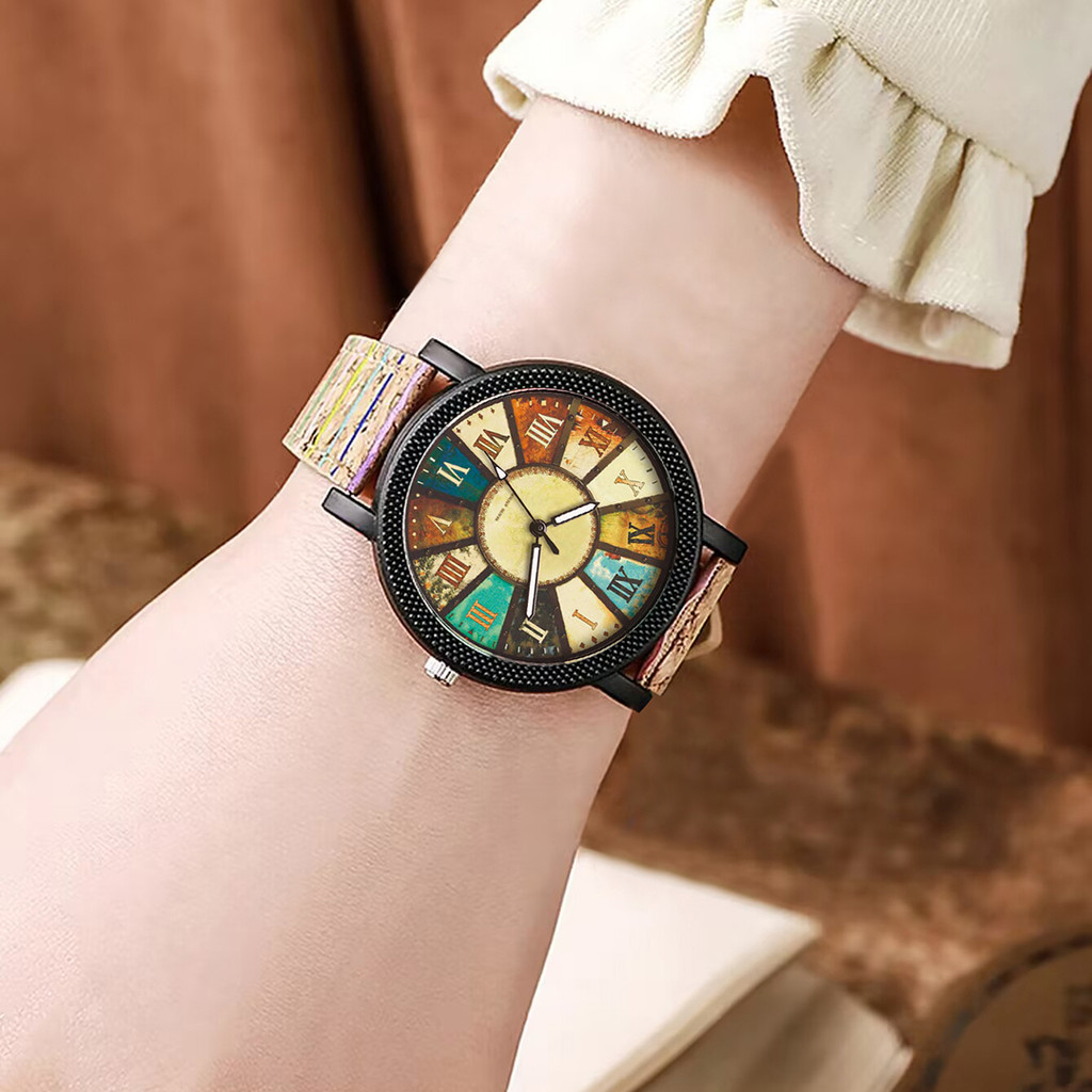 NEW 1PC WOMEN'S FASHION WATCH RETRO ROMAN DISC QUARTZ IMITATION LEATHER QUARTZ WATCH