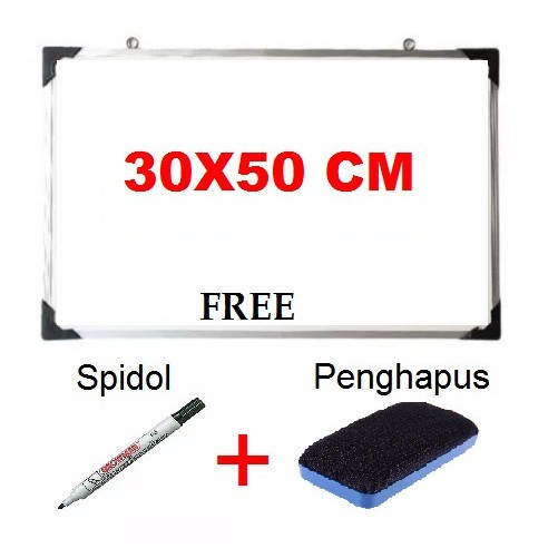

Papan Tulis Gantung White Board Ukuran 30 cm x 50 cm Free Spidol dan Penghapus