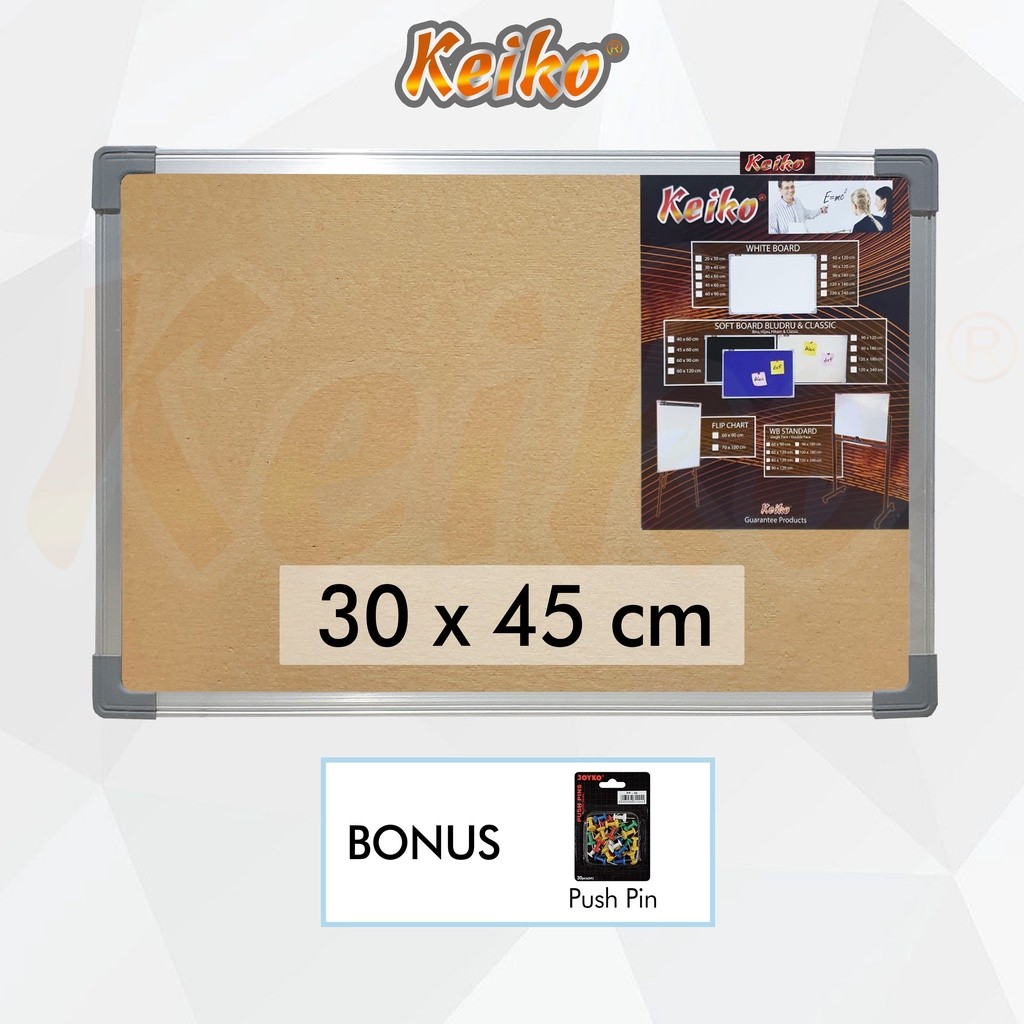 

Softboard / Pin Board / Cork Board / Papan Pengumuman / Mading Gantung Polos Keiko 30 x 45 cm