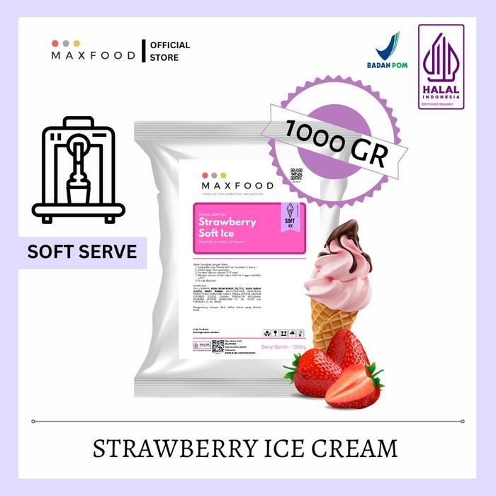 

NewZbgt- 1 KG STRAWBERRY SOFT SERVE ICE CREAM / ES KRIM RASA STROBERI