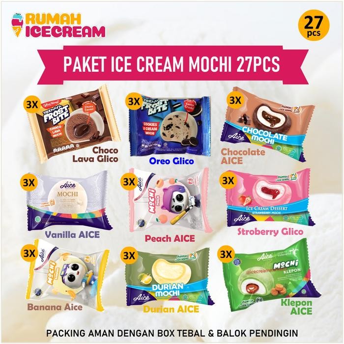 

NewZbgt- Paket Ice Cream Mochi Aneka Rasa 1 Karton (27pcs)