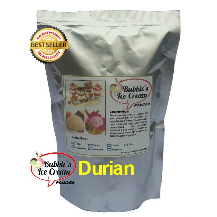 

NewZbgt- Durian Instant Ice Cream Powder 500gr Bubble's Ice Cream Bubuk Es Krim