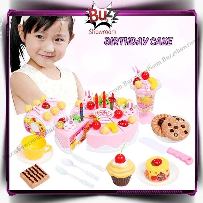 

NewZbgt- DIY Birthday Cake Play Set Fruit Dessert Mainan Kue Ulang Tahun Besar