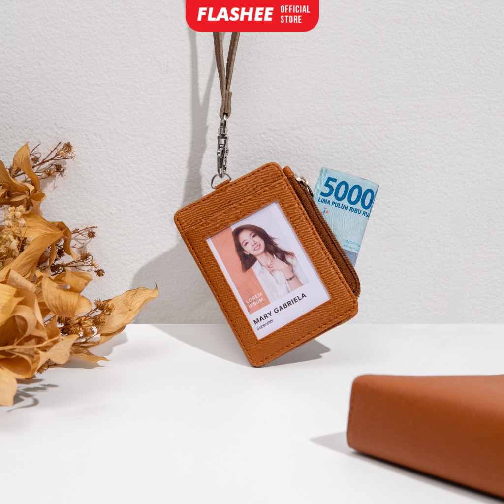 

Flashee Lanyard Resleting Name Tag Seleting Riley Lanyard ID Card Holder Zipper Kulit Termurah PU