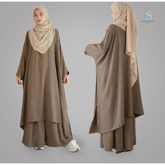 Hijara- Amara Syuqy - Setelan Wanita / Bella Set / Tunik Oversize + Kulot Palazo / Stelan Wanita