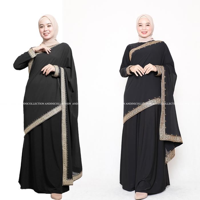 Busanae- Andinicollection Abaya Turkey 130 Gamis India Wanita Hitam Remaja Muslim Mewah