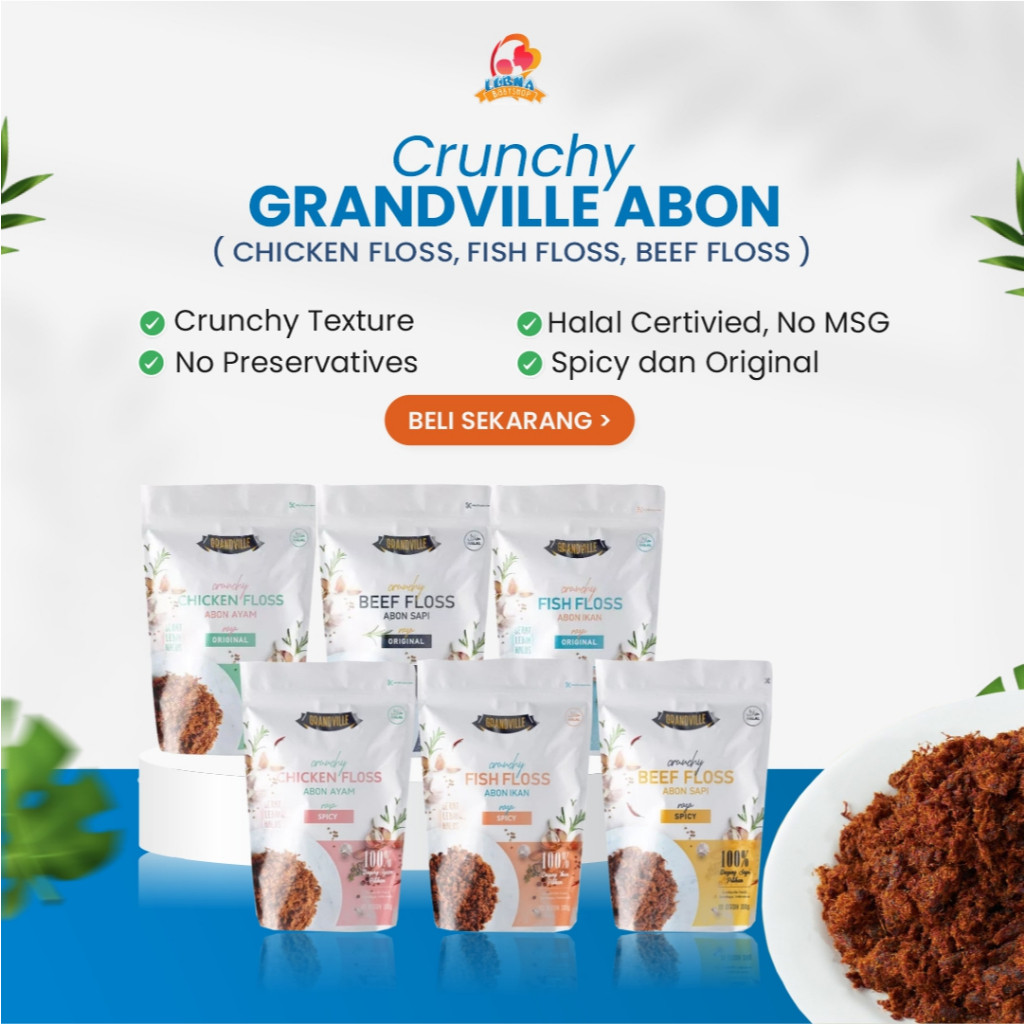 

Grandville Abon Sapi, Ayam & Ikan Crunchy Renyah MPASI Tanpa MSG & Pengawet
