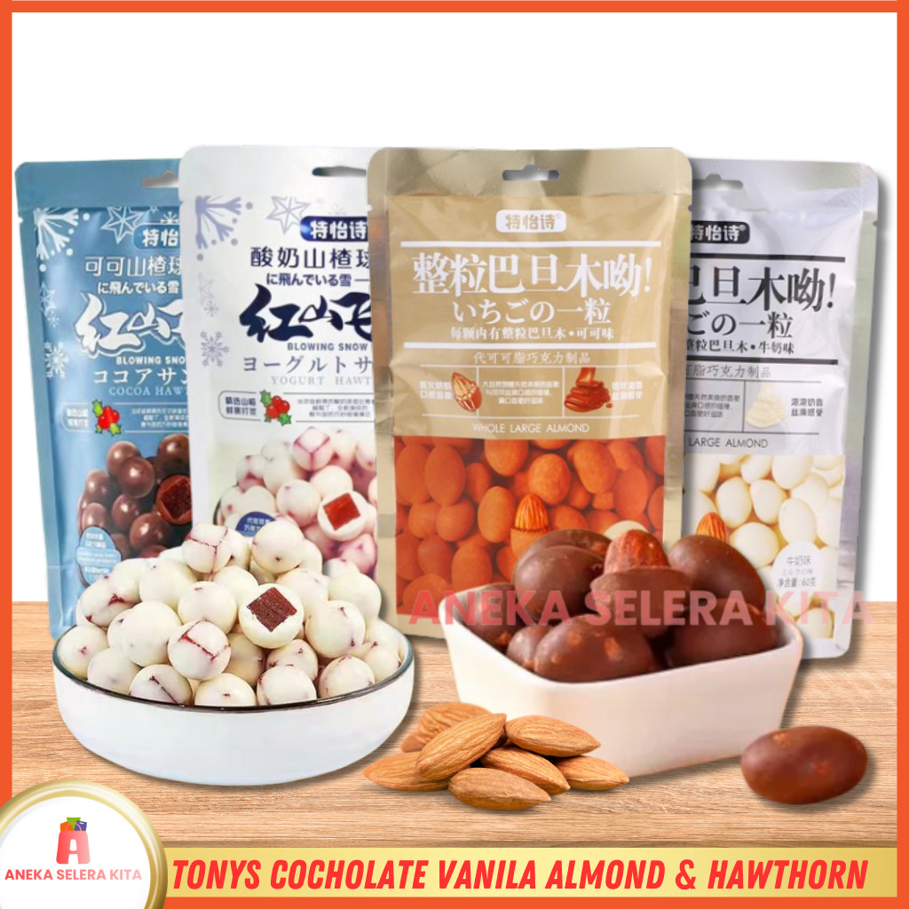

ANEKA Cemilan Coklat Tonys Vanila Chocolate Almond & Hawthorn