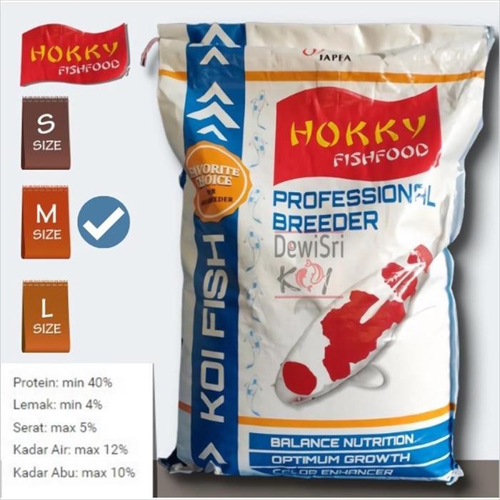Pakan Koi Hokky Professional Breeder 10Kg Makanan Ikan Ukuran Medium