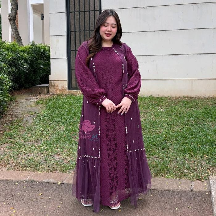 Layali- Jumbo Gamis Brukat Kanaya mutiara mewah pest ld 130 140 150 cm Pesta