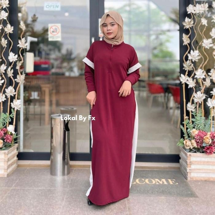 Layali- Lokal By Fx - Gamis Knit Garuda Lengan Panjang Muslim Nyaman / Abaya Dress Muslim