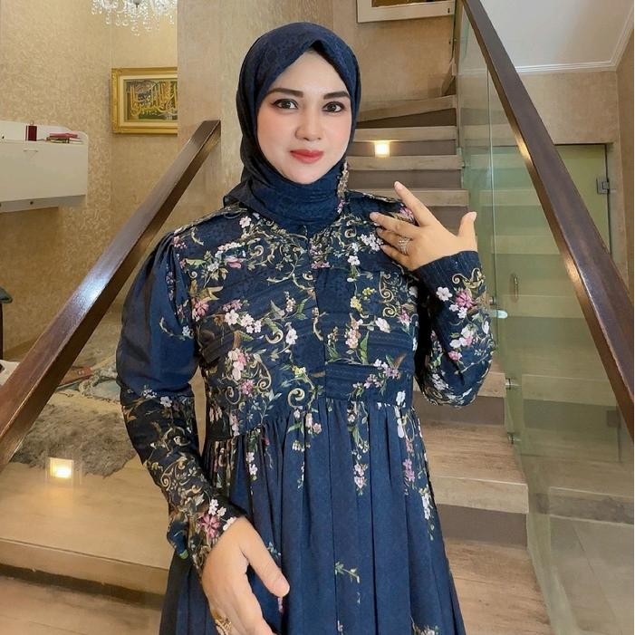 Layali- (SET COUPLE) Nazwa Abaya Halimah Dress dan Koko Muslim Wanita dan Pria