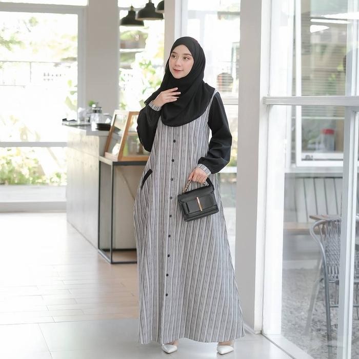 Layali- Gaia Stripe / Gamis Katun Salur / Gamis Garis Garis / Gamis Casual / Casual Dress / Gamis