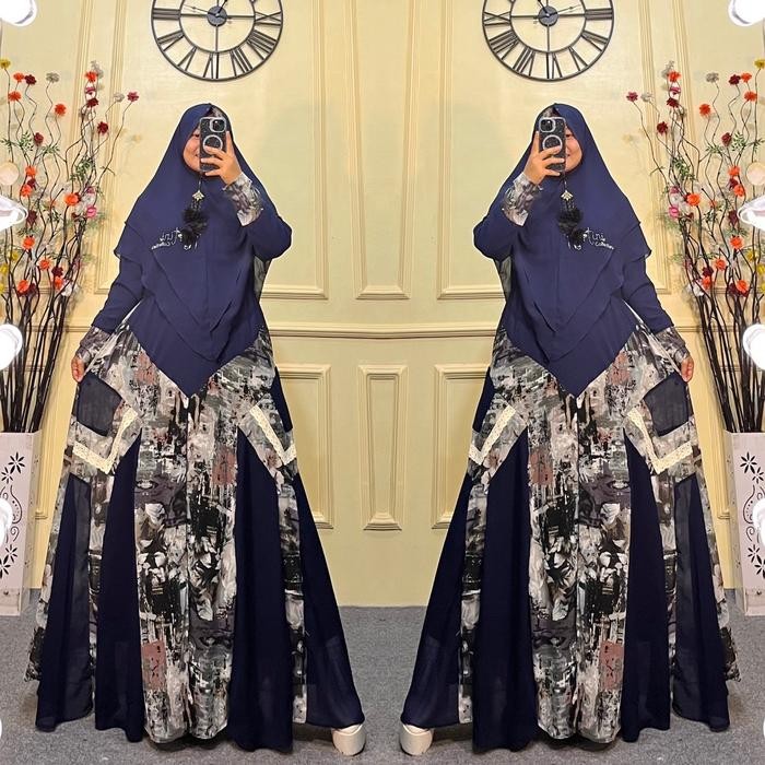 Modest- Gamis Set Hijab Ceruty Babydoll Printing