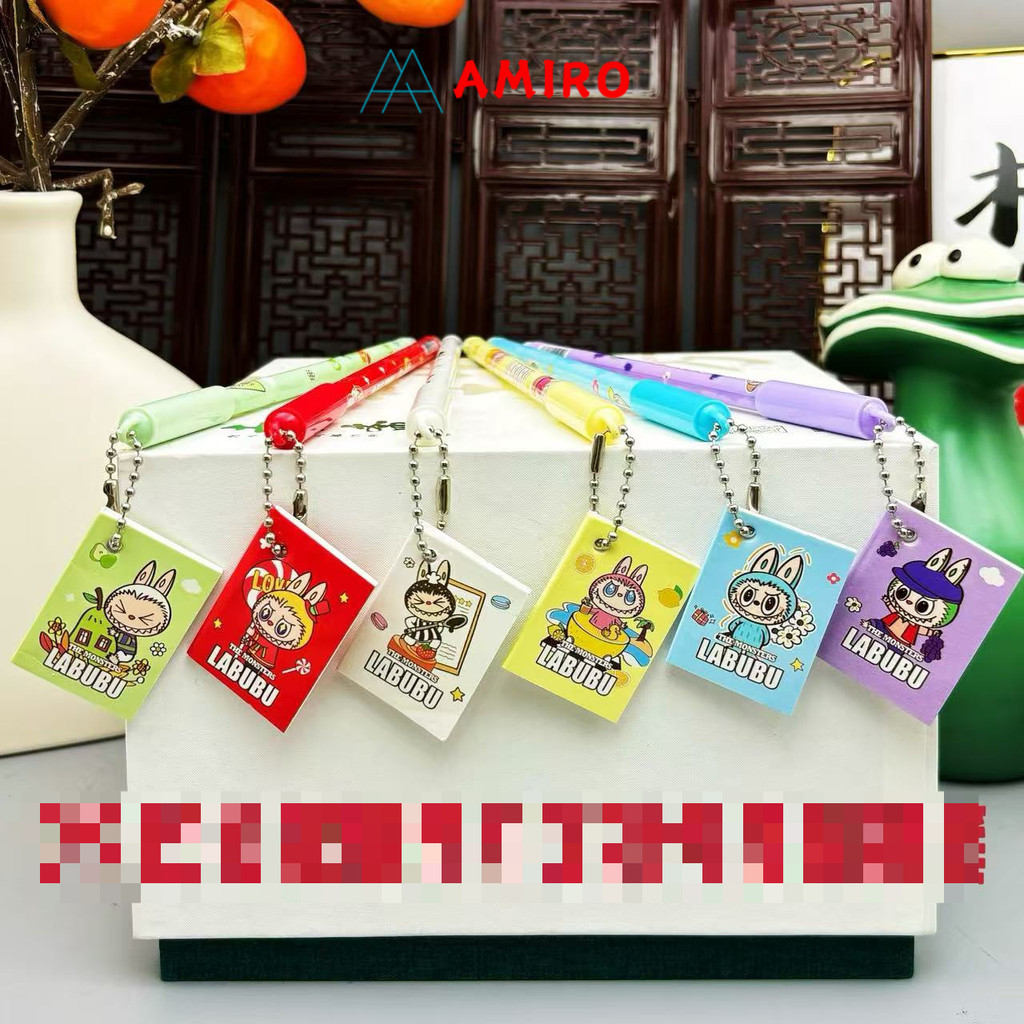 

UM1 (12pcs) Grosir Bolpen Gel Fancy +Gantungan / Pulpen Tinta 1 box / Pen Jel motif karakter labubu