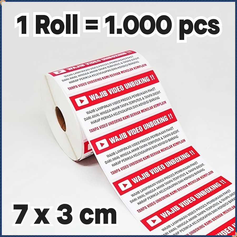 

UM1 STIKER WAJIB UNBOXING ROLL ISI 1 PCS VIDEO FRAGILE 7 x 3 cm 1 Roll isi 1 pcs