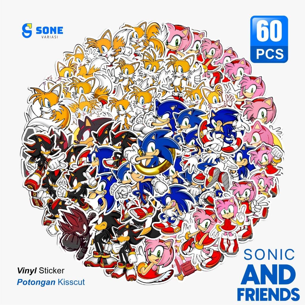 

UM1 Stiker Sonic and Friends Aesthetic Paper Vinyl Anti Air Aksesoris Laptop Buku Tumbler