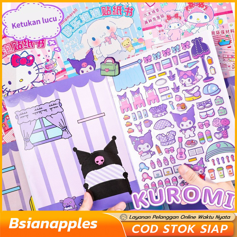 

UM1 Sanrio Stiker DIY Tidak Perlu Memotong Quiet Book Buku Sticker Lucu Jumbo/ Bubble 3D Sticker