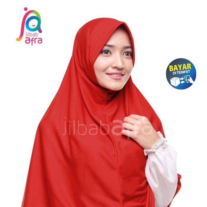 Lamia- Hijab Instan Jilbab Afra Beria Arfa Kerudung Pet Bergo Kaos Merah Cabe