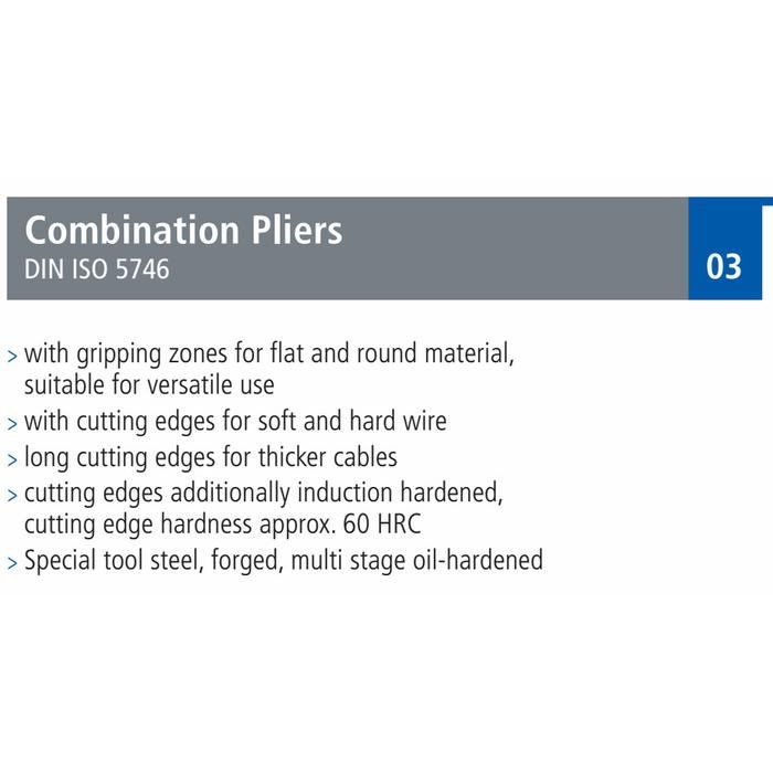 KNIPEX TANG KOMBINASI COMBINATION PLIERS 03 02 180
