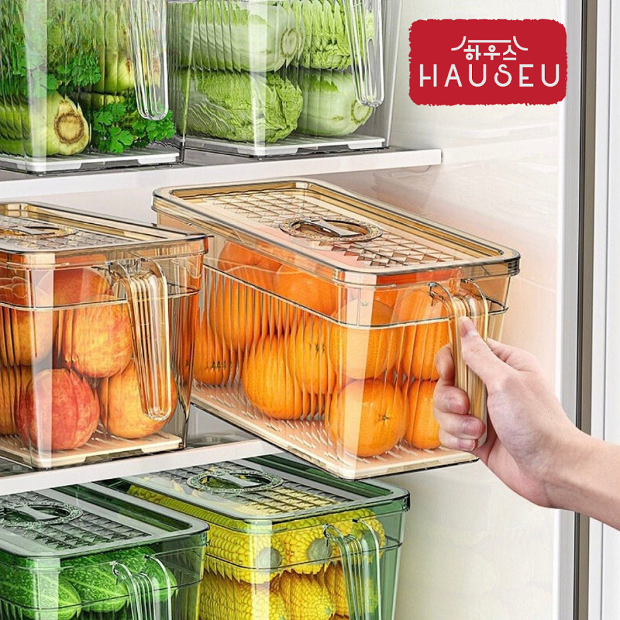 HAUSEU - JIN JOO Container Kulkas Makanan Serbaa Wadah Kulkas Makanan Multifungsi Organizer Freezer