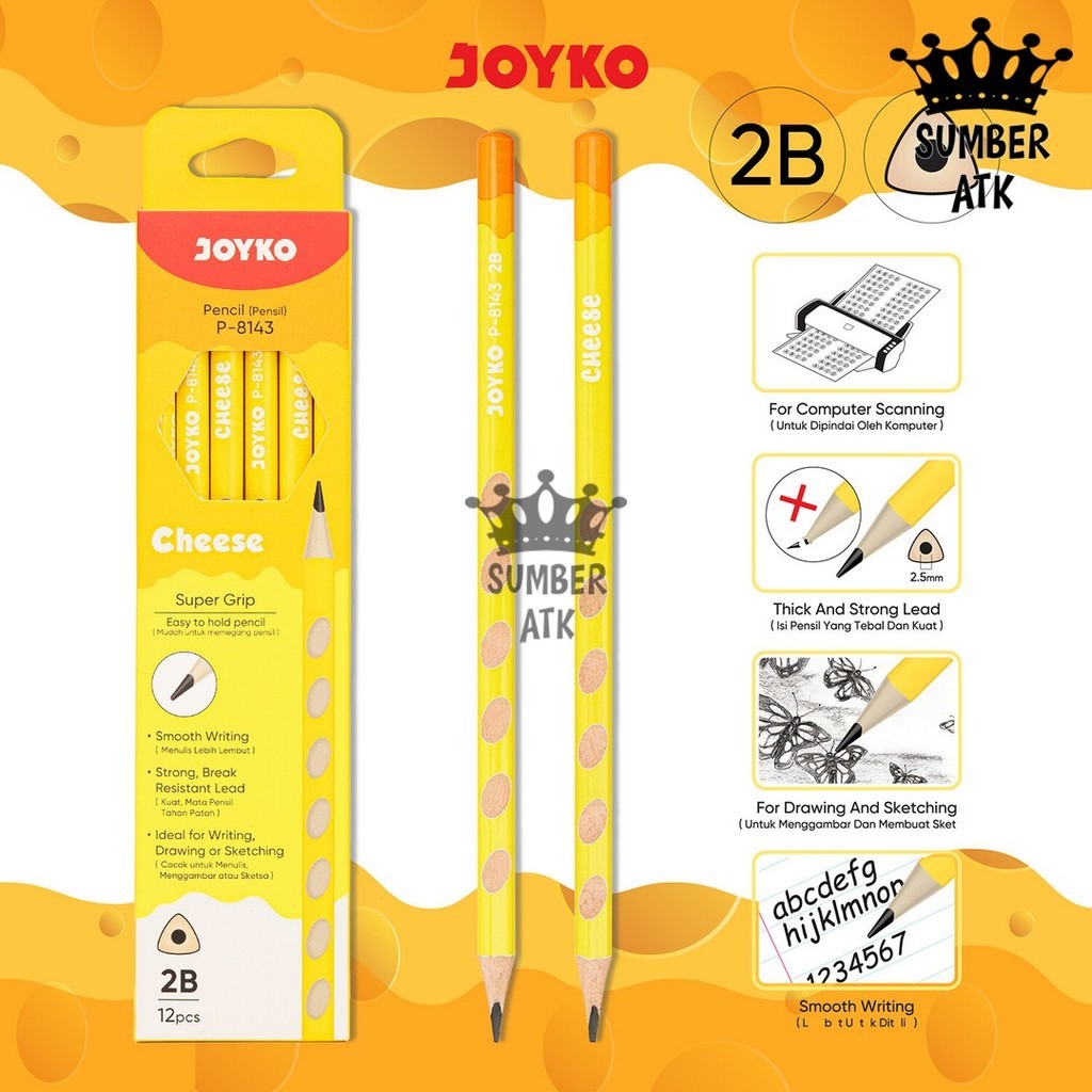 

UM1 Pencil Pensil Joyko P-8143 2B 1 Box 12 Pcs Cheese