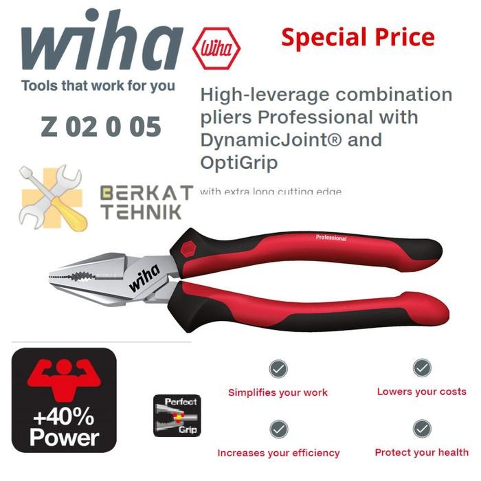 TANG WIHA PLIERS PROFESSIONAL Z 02 0 05 HIGH LEVERAGE COMBINATION TANG