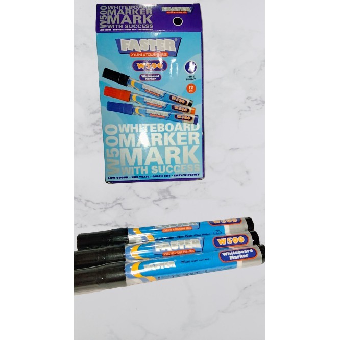 

Faster W500 Whiteboard Marker 1 Box 12Pcs Hitam