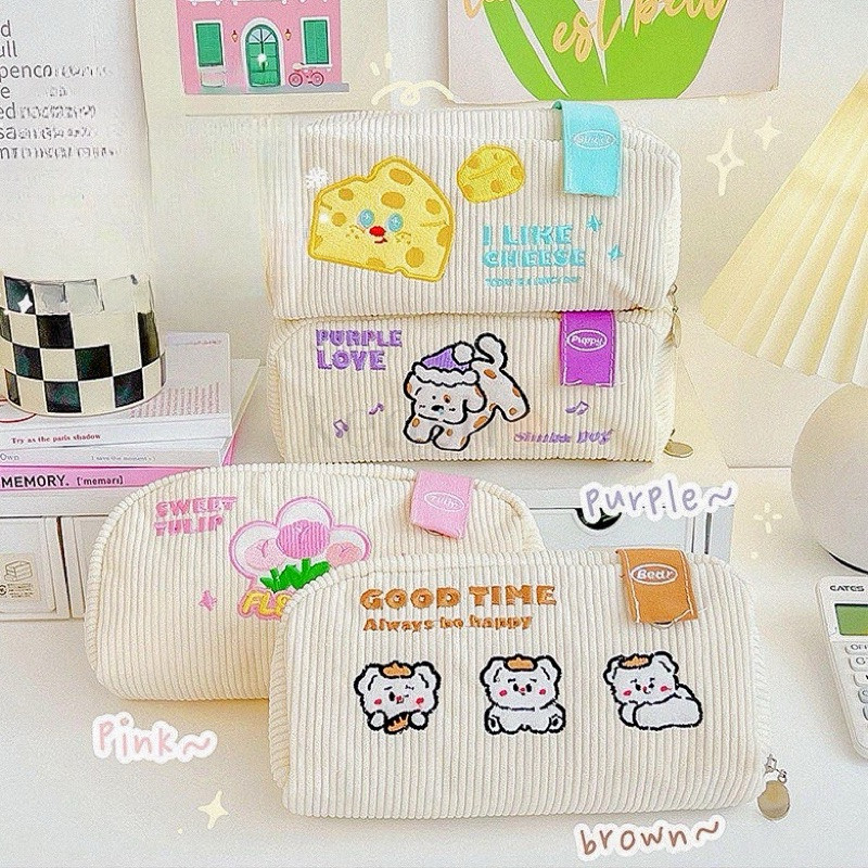 

KENSHO Kotak Pensil Kawaii Corduroy / Pouch Lucu / Tempat Pensil Kain / Premium