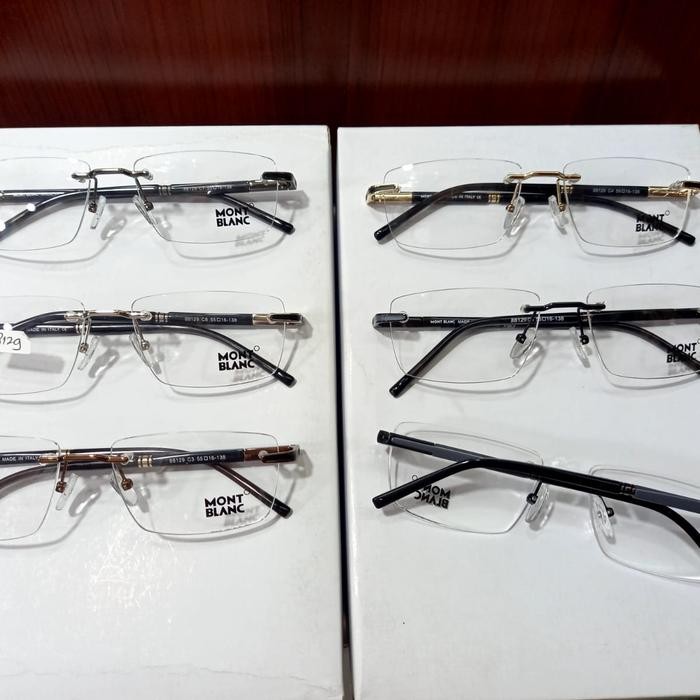 Unik Frame Kacamata Pria Rimless Bor Montblank 88137 Grade Original