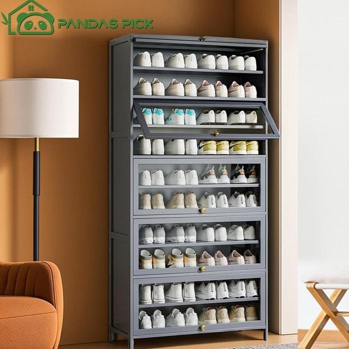 READY Lemari Sepatu Rak Sepatu Tertutup Bambu Lemari Sepatu Besar Informa Dapat Menampung 40