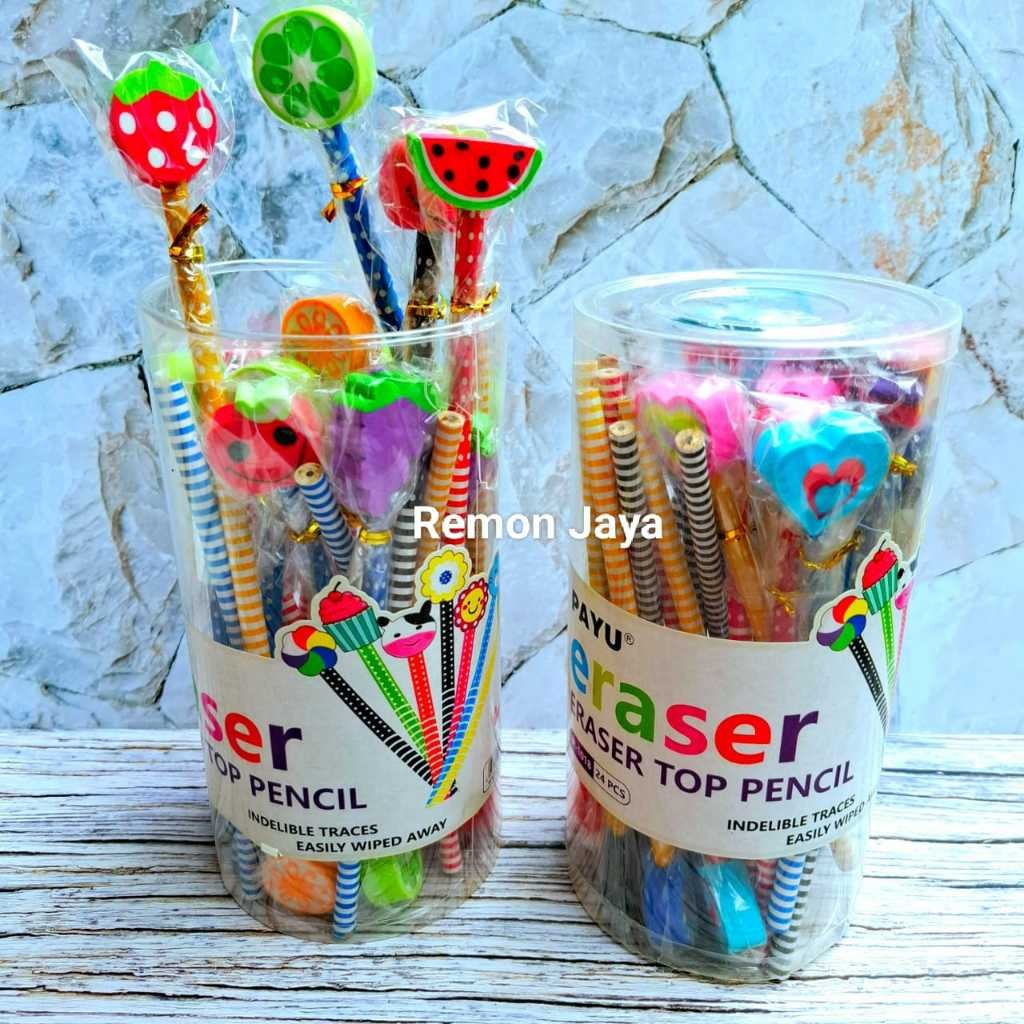 

UM1 (24 PCS pensil) PENSIL KARAKTER/ pensil set penghapus/ pensil lucu / pensil souvenir