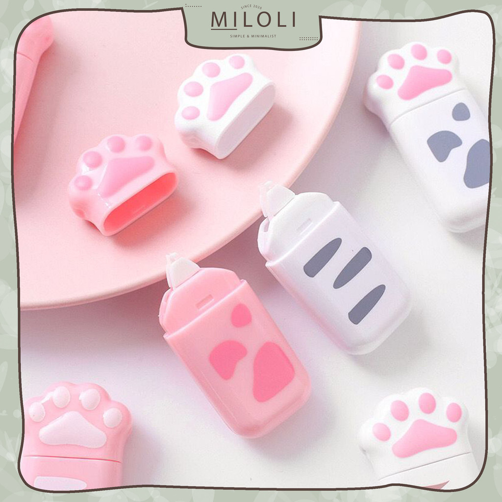 

UM1 [MILOLI] 1Pcs CORRECTION TAPE Pink White Lovely Cat Paw Pet Portabel Transparant Aesthetic Tipe