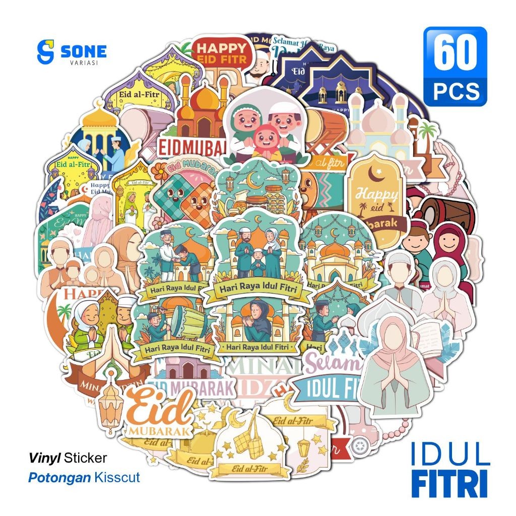 

UM1 Sticker Lucu Tema Lebaran Idul Fitri Paper Vinyl Wateroof Dekorasi Scrapbook / Thumbler